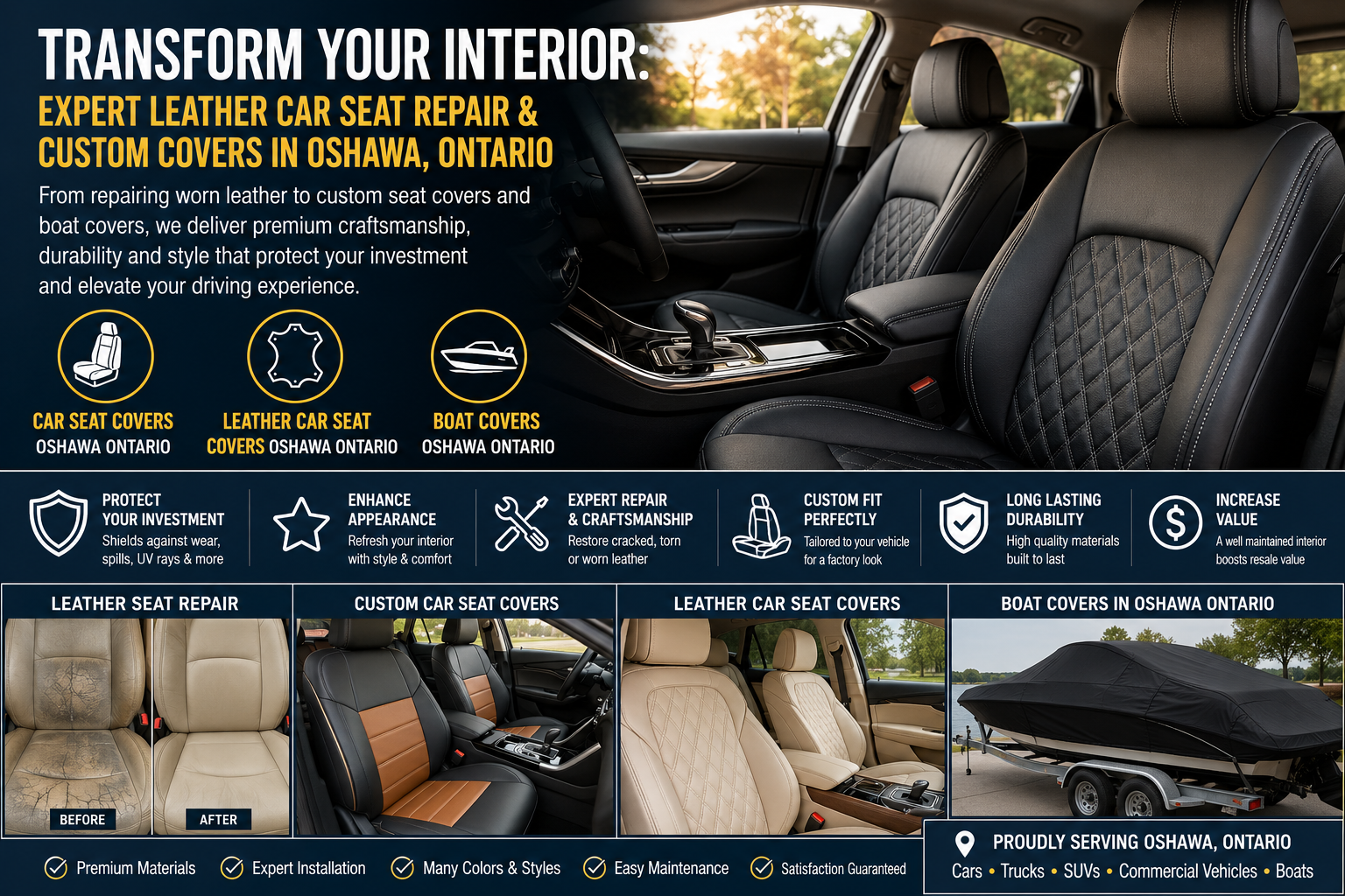 Leather car seat covers Oshawa Ontario
